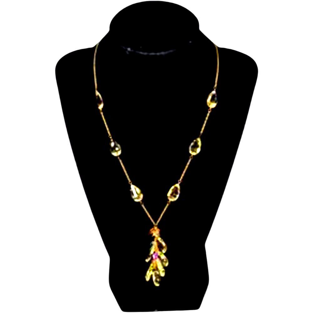 14 kt Solid Gold Rare Gemstones Fine Jewelry Necklace